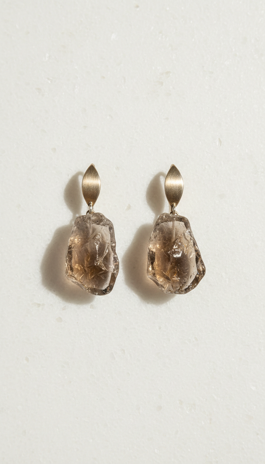 Terra Smoky Quartz Ohrringe – Rohe Textur